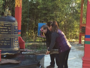 Ringing the temple bell at the Kisitagharba shrine.