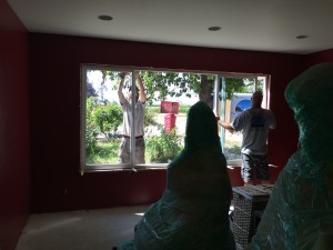 Windows being replaced in Buddha Hall.