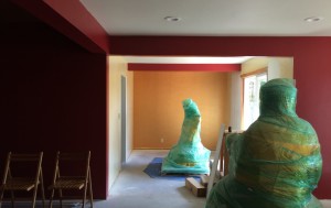 Painting in the Buddha Hall is almost finished.