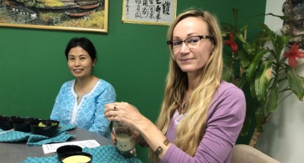 Enjoying lunch during retreat.