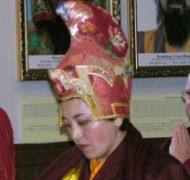 Akou Lamo Rinpoche leading a Dharma Assembly at Hua Zang Si, a temple in San Francisco.