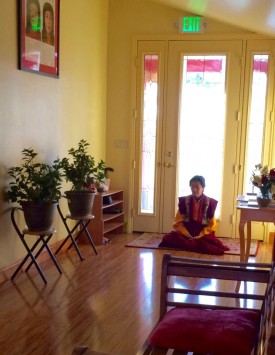 Meditating in Entry Hall at the Temple.