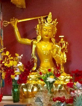 Statue of Manjurshri Bodhisattva at The Holy Vajrasana Temple, Sanger, CA.