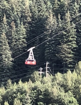 Tram on way up Mt. Roberts in Juneau, Alaska.