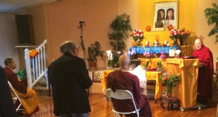 Listening to testimonies given after Kuan Yin Bodhisattva Ceremony.