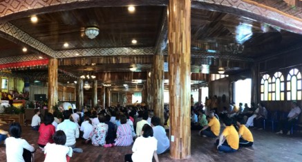 Listening to participants tell their experiences after the Kuan Yin Bodhisattva Great Compassion Empowerment in Bangkok, Thailand.