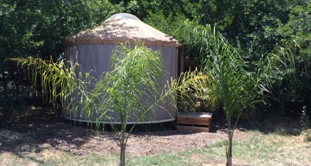 Yurt was installed as a Dharma Protector Chapel at the Holy Vajrasana Temple & Retreat Center at Sanger, California.