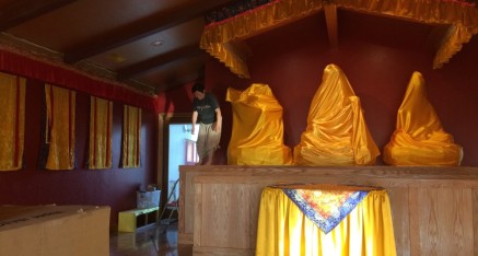 The Three Buddhas are located on the new altar at the main Buddha Hall in the Holy Vajrasana Temple in Sanger.