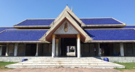 Viharn housing the entire Tripitaka at Buddhamonthon. The Viharn is the main assembly or sermon hall in a Buddhist Monastery in Thailand.