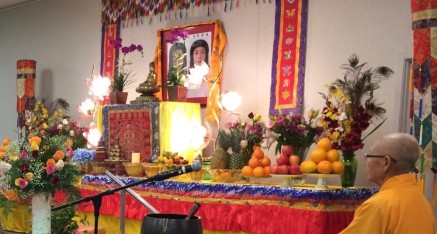 Altar where Kuan Yin Bodhisattva Great Compassion Empowerment Dharma Assembly was held by the Holy Vajrasana Temple in Clovis, California.