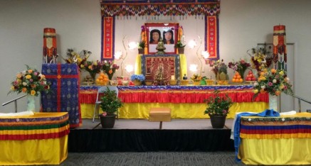 When assembled, the altar transformed the ordinary hall into a beautiful Buddhist temple.