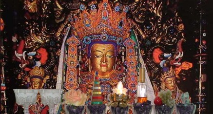 Statue of Jokhang Buddha at Lhasa, Tibet.