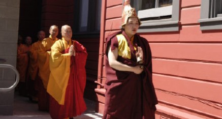 Akou Lamo leading the Guan Yu procession at Hua Zang Si in San Francisco.