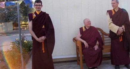 Brilliant light form appeared next to rinpoche standing beside a Holy Vajra Pole.