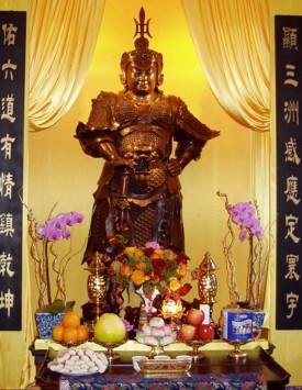 Skanda Bodhisattva statue at Hua Zang Si, San Francisco, California.