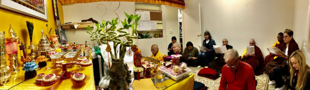 Chanting at Amitabha Temple of Compassion and Wisdom in Rosemead, California.