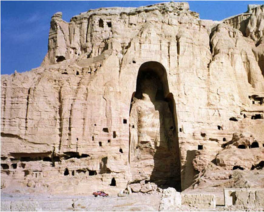 World’s tallest statue of Buddha (175 feet tall) in Bamiyan, in Afghanistan. Destroyed by Taliban Islamic militia in 2001