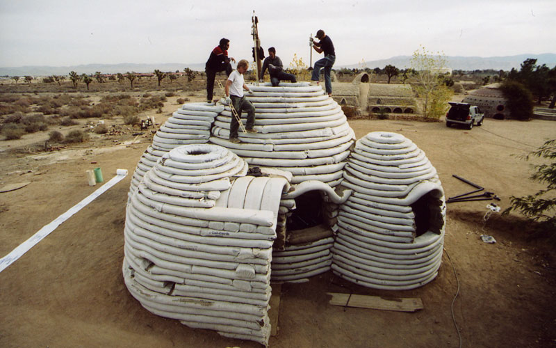 EcoDome under construction at Cal-Earth Institute.