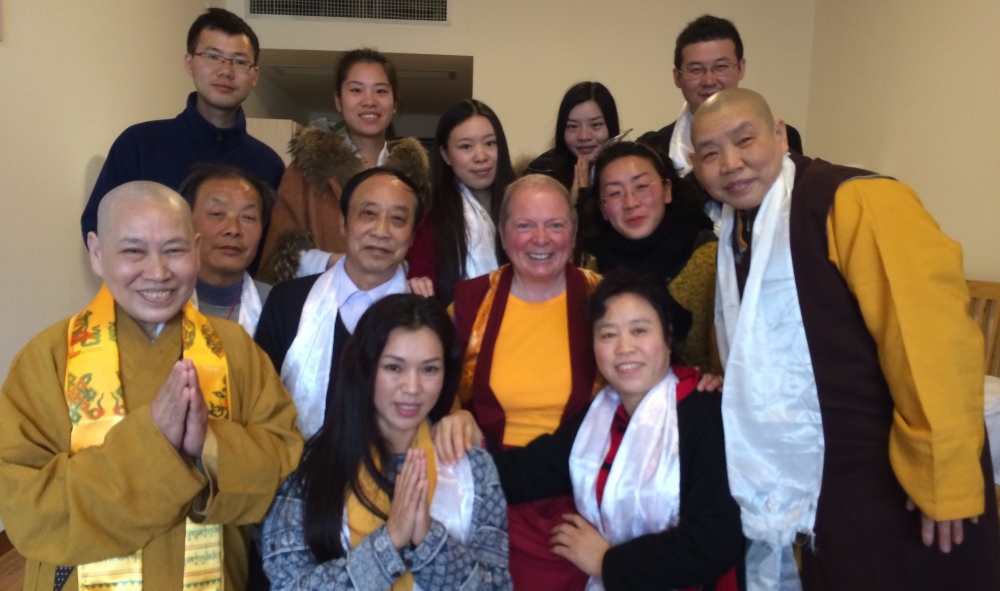 Happy disciples in Dharma Room.