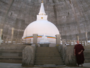 Small stupa located inside the giant concrete dome.