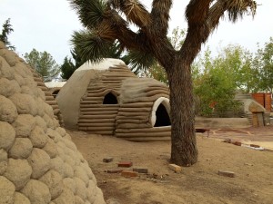 Another partially finished adobe dome with an attached dome. The main dome is larger than what is proposed for our Meditation Caves.
