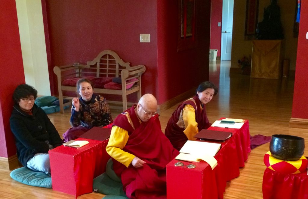 Students participating in Seven Dharmas Seminar Debate at the Holy Vajrasana Temple & Retreat Center.