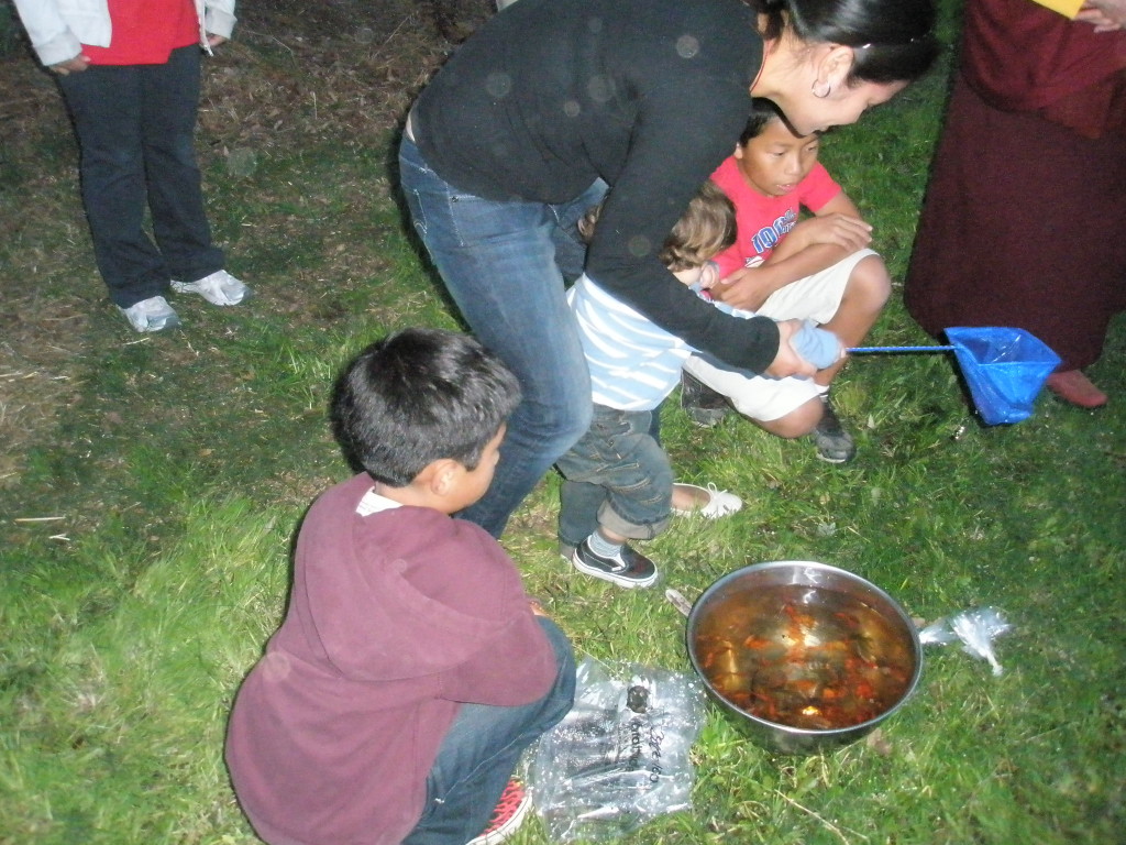 Releasing the fish.
